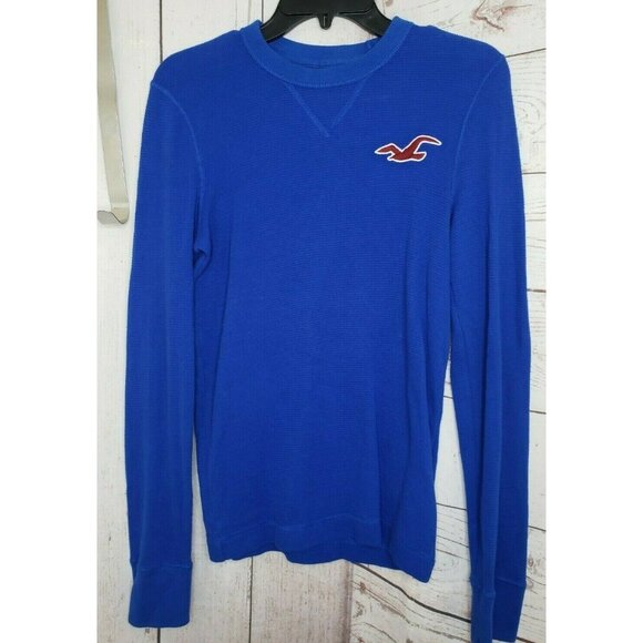 Hollister Blue Small Long Sleeve Crew Neck Shirt | Casual & Stylish Embroidered - Picture 1 of 12